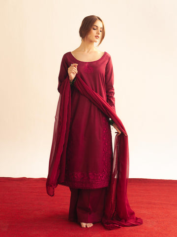 Maroon Embroidered Set